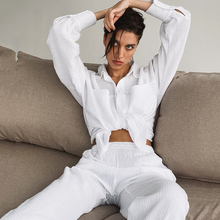 Load image into Gallery viewer, Double Layered Cotton Shirt Pajamas Set