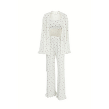 Load image into Gallery viewer, Three Piece Heart Print Wide Leg Pajamas Set