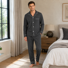 Load image into Gallery viewer, Men’s Cotton Button-Up Pajama Set