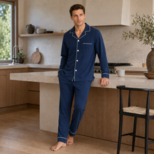Load image into Gallery viewer, Men’s Cotton Button-Up Pajama Set