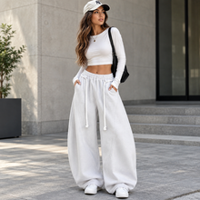 Load image into Gallery viewer, Women’s Oversized Barrel-Leg Wide-Leg Sweatpants with Pockets