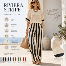 Load image into Gallery viewer, Women’s Relaxed Stripe Wide-Leg Pants & Oversized Top Set