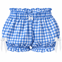 Load image into Gallery viewer, Women’s Gingham Ruffle Bloomer Shorts with Bow Detail