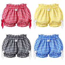 Load image into Gallery viewer, Women’s Gingham Ruffle Bloomer Shorts with Bow Detail