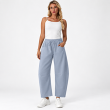 Charger l'image dans la galerie, Women’s Relaxed Barrel-Leg Ankle Pants with Drawstring & Pockets