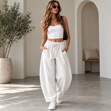 Charger l'image dans la galerie, Women’s Relaxed Barrel-Leg Ankle Pants with Drawstring &amp; Pockets
