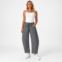 Charger l'image dans la galerie, Women’s Relaxed Barrel-Leg Ankle Pants with Drawstring &amp; Pockets
